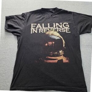 Falling In Reverse Band T-Shirt Mens Medium Black Astronaut Graphic Short Sleeve